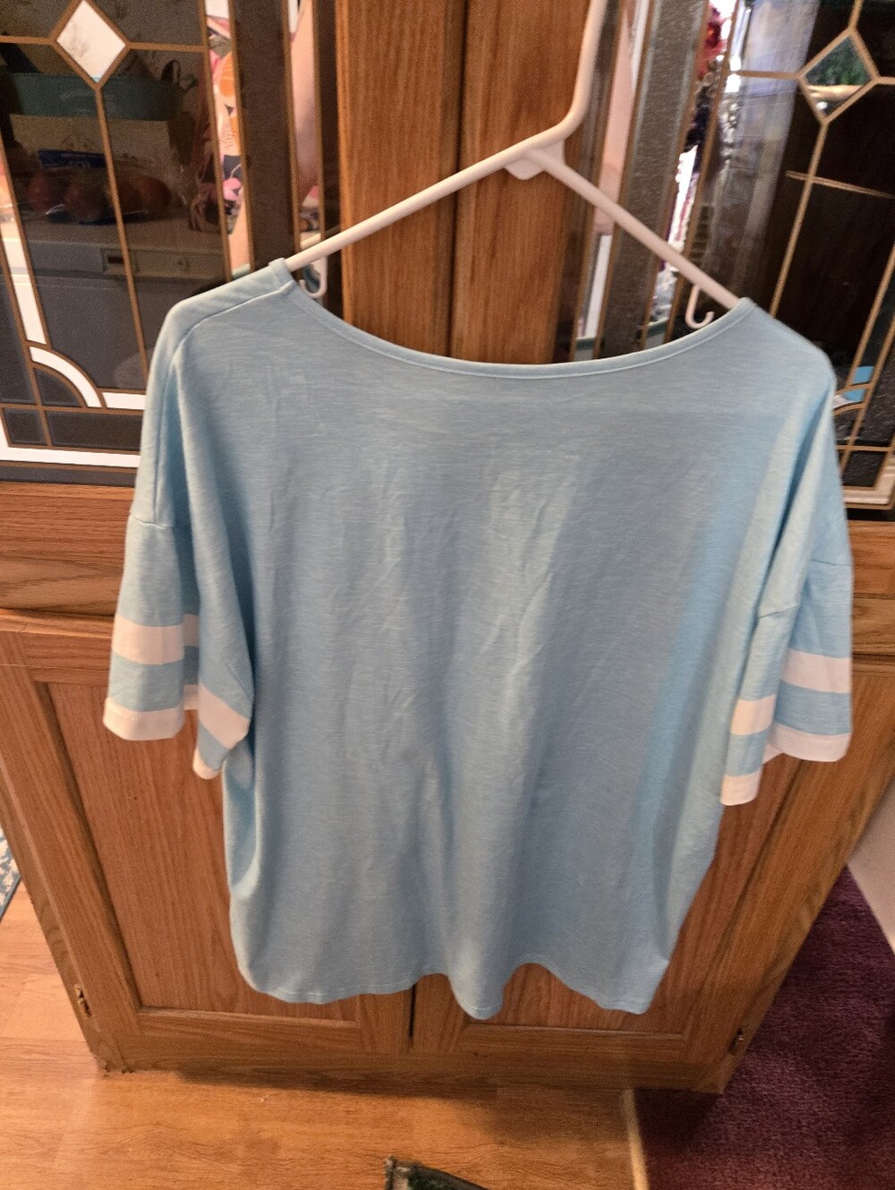 Light Blue Heart Graphic Women’s Top - Picture 2 of 2